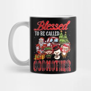 Blessed To Be Called Godmother Christmas Buffalo Plaid Truck Mug